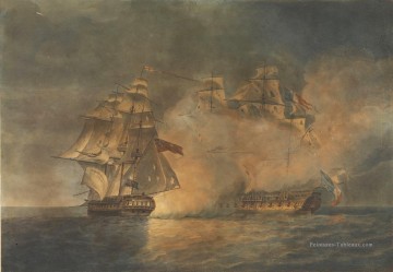 Capture de la frégate française La Tribune par La Licorne Pocock Batailles navale Peinture à l'huile